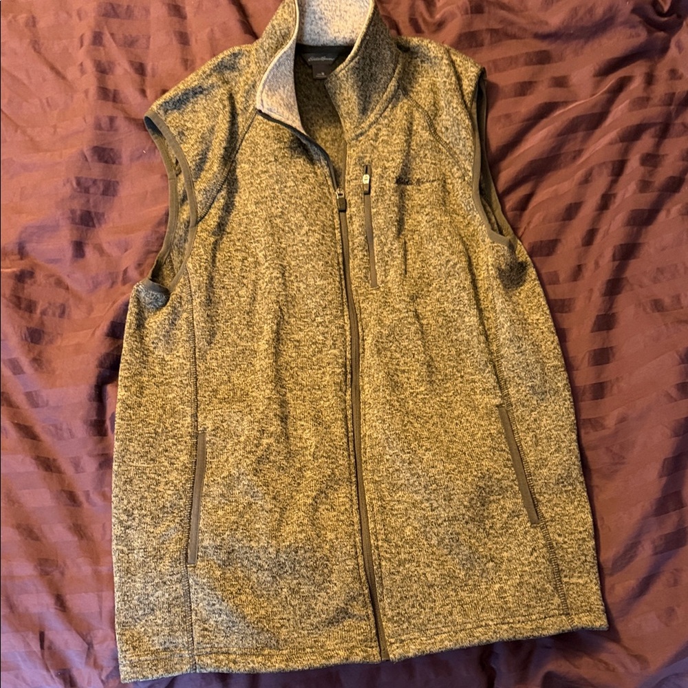 Eddie Bauer Gray Zip Up Sweater Vest